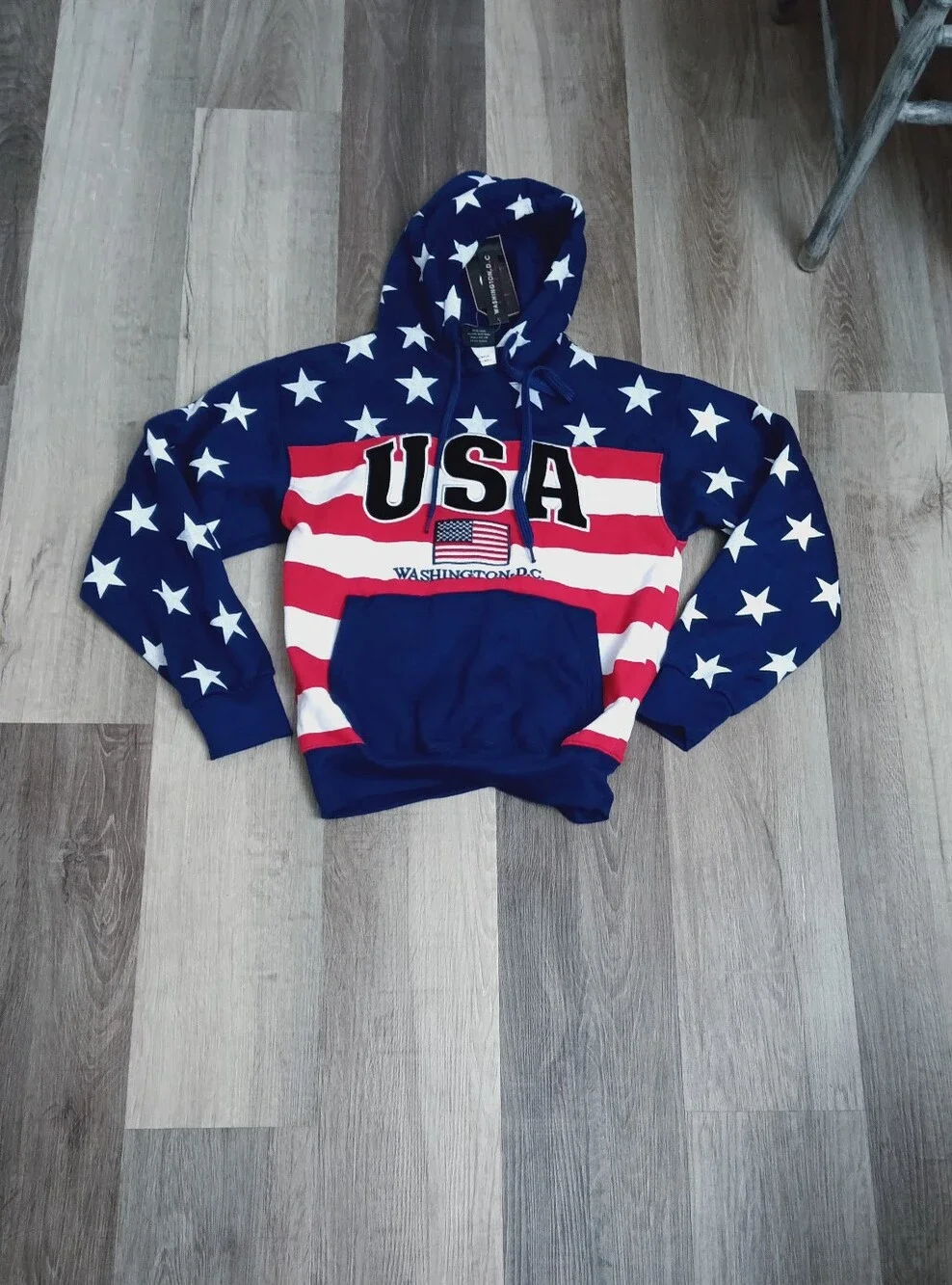 DC USA Flag Pullover Hoodie - Blue/Red/White